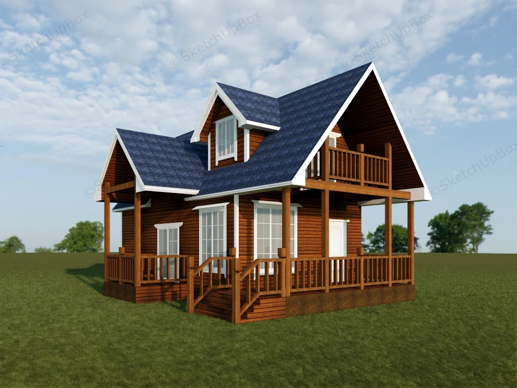 Colonial Log Cabin sketchup model preview - SketchupBox