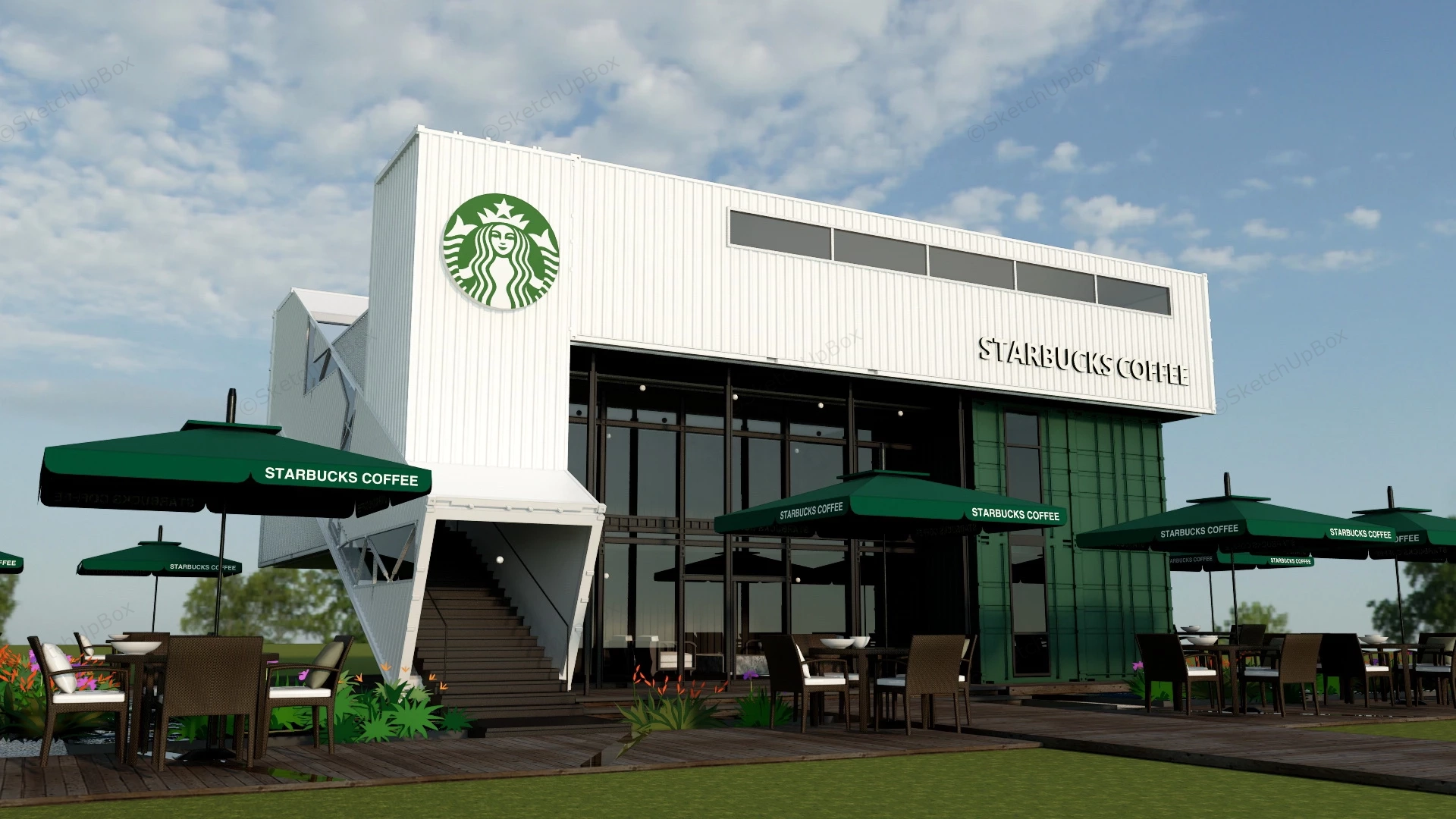 Starbucks Shipping Container Store sketchup model preview - SketchupBox