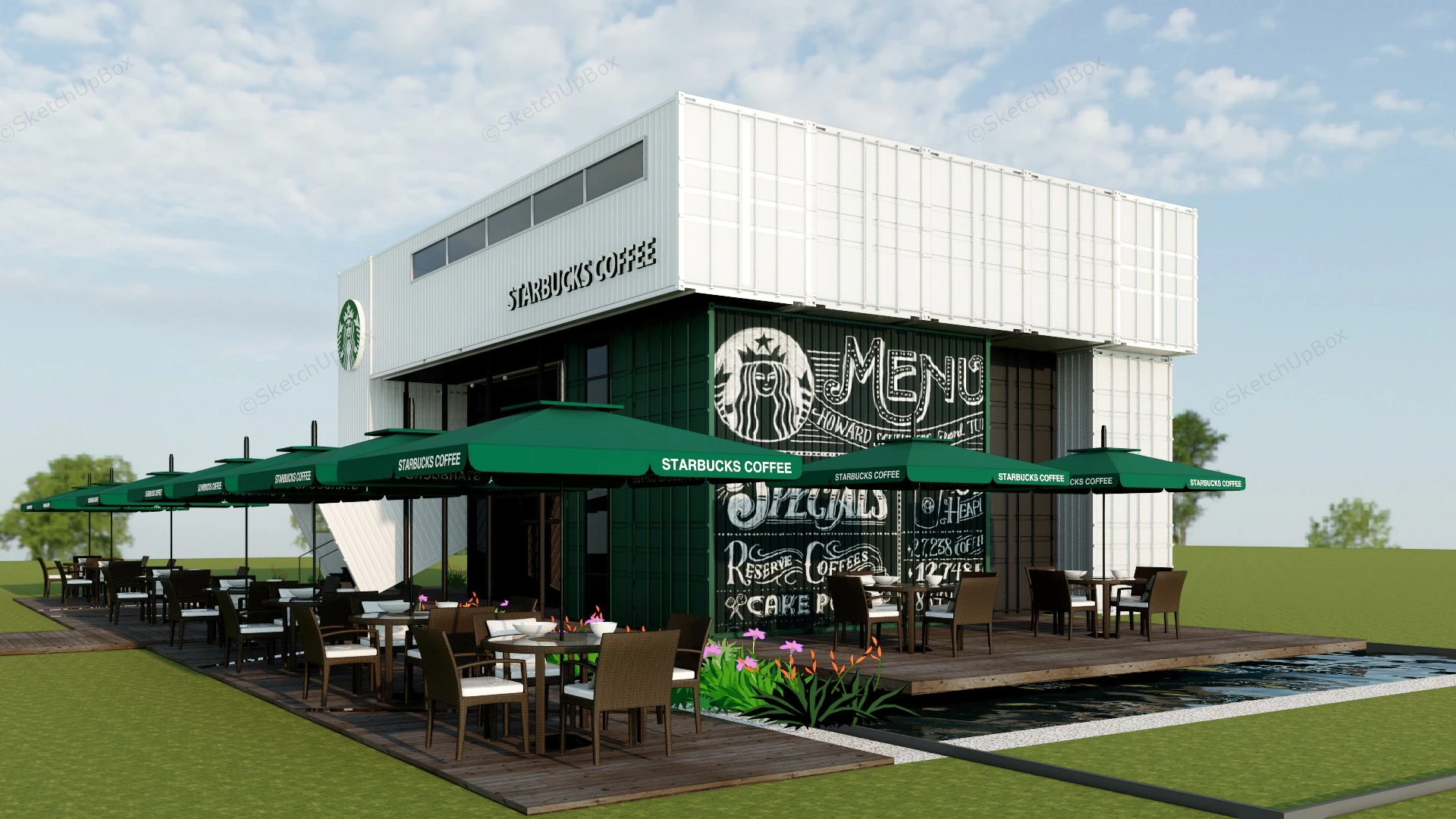 Starbucks Shipping Container Store sketchup model preview - SketchupBox