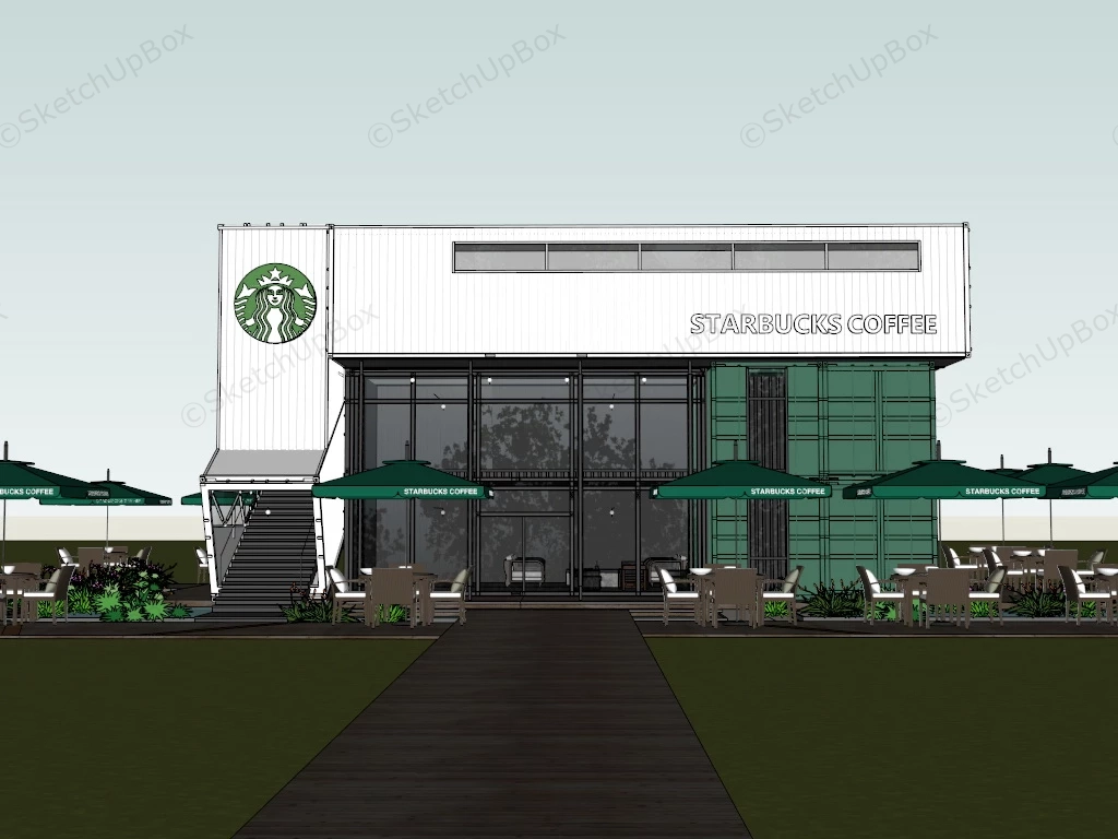 Starbucks Shipping Container Store sketchup model preview - SketchupBox