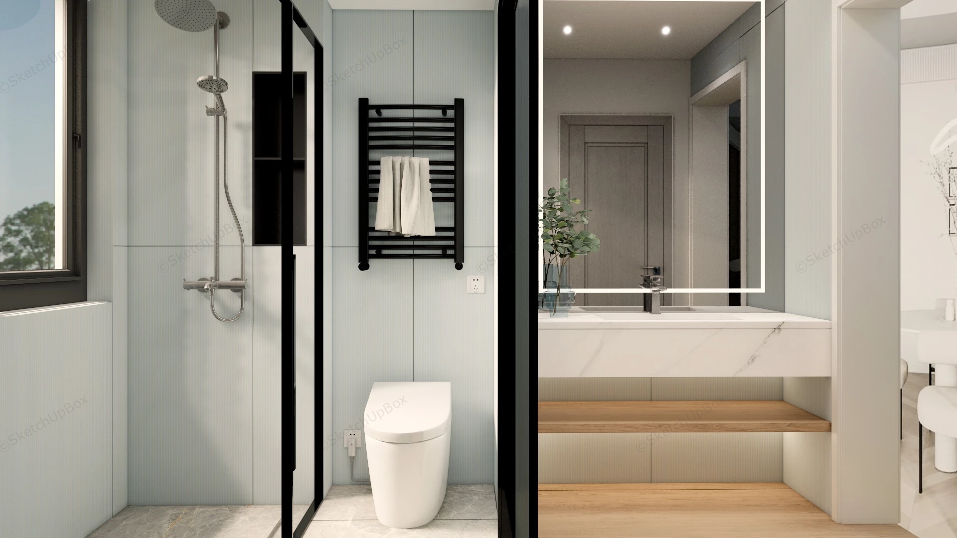 Wet And Dry Bathroom Design sketchup model preview - SketchupBox