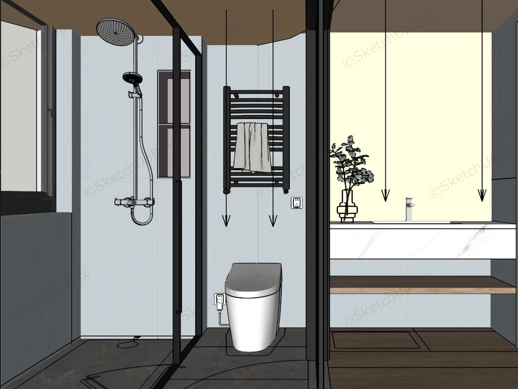 Wet And Dry Bathroom Design sketchup model preview - SketchupBox