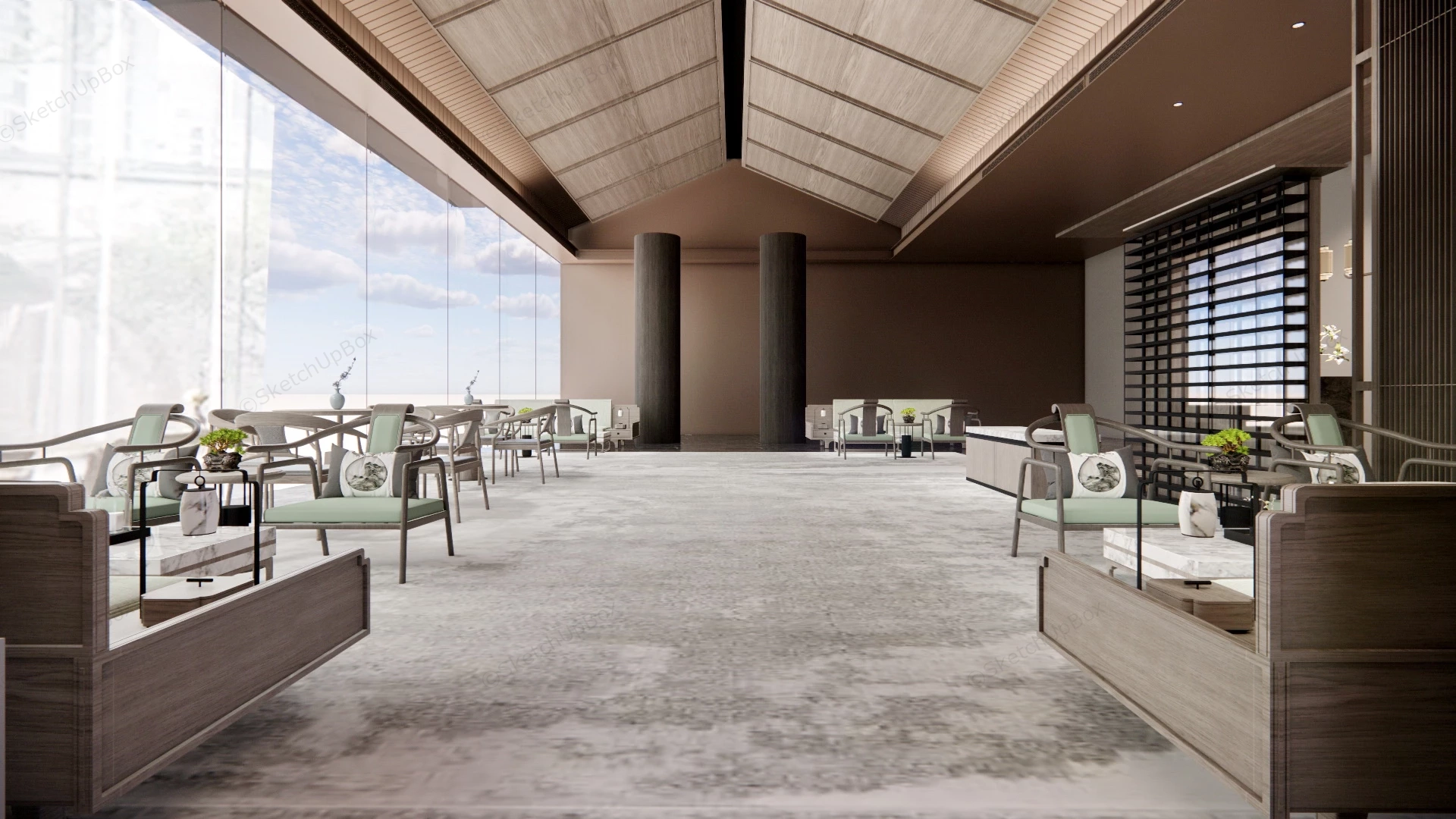 Chinese Style Hotel Reception Hall sketchup model preview - SketchupBox