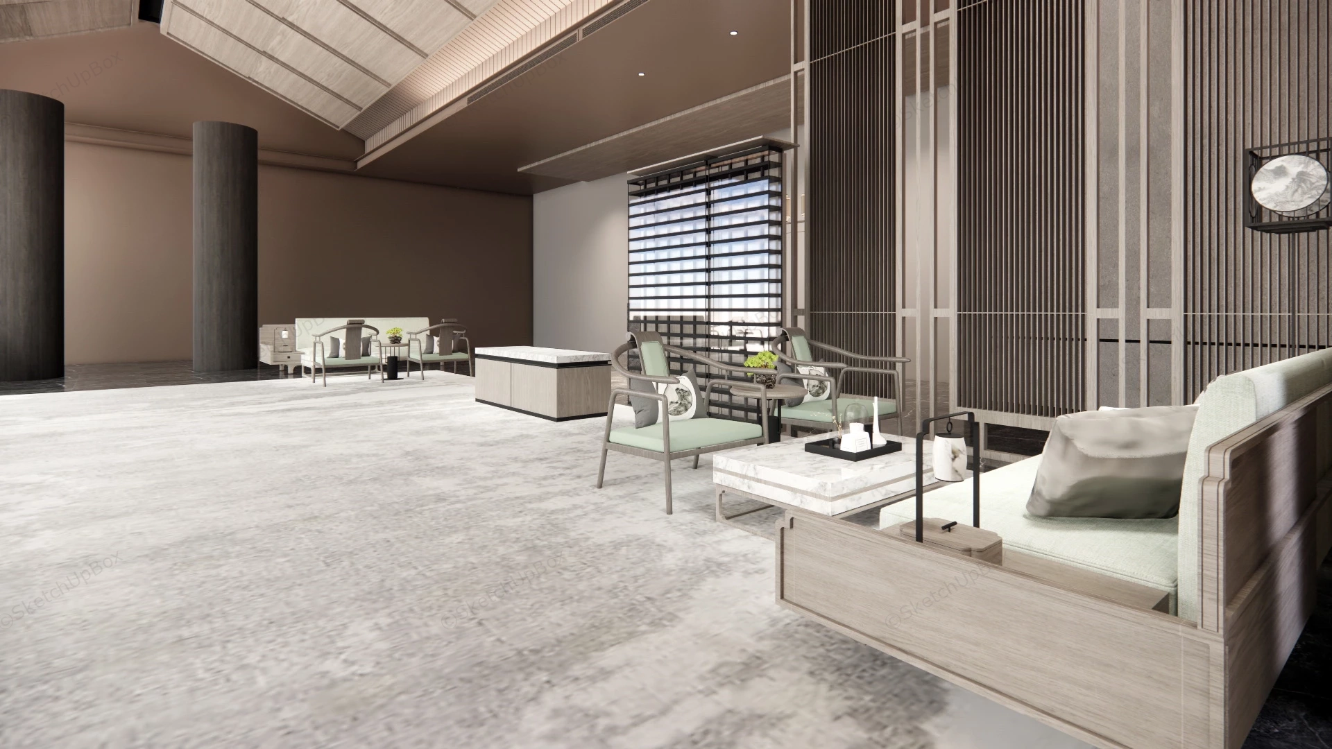 Chinese Style Hotel Reception Hall sketchup model preview - SketchupBox