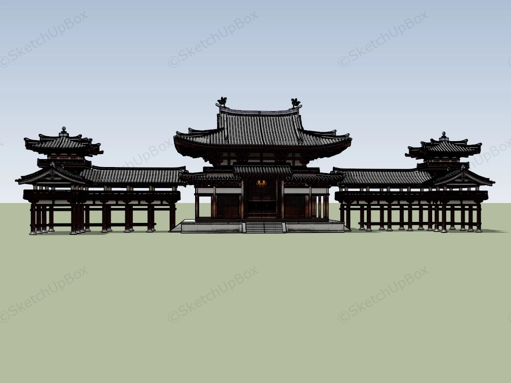 Chinese Temple Architecture sketchup model preview - SketchupBox