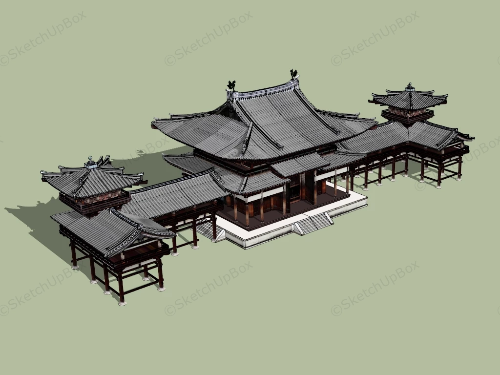 Chinese Temple Architecture sketchup model preview - SketchupBox