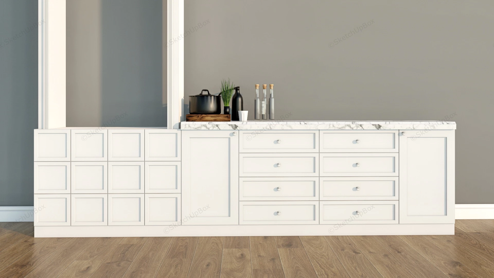 Built In Sideboard Cabinet sketchup model preview - SketchupBox