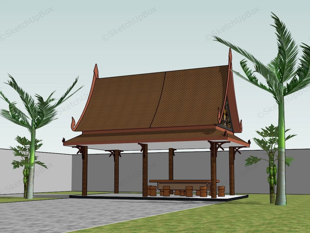 Thai Style Pavilion sketchup model preview - SketchupBox