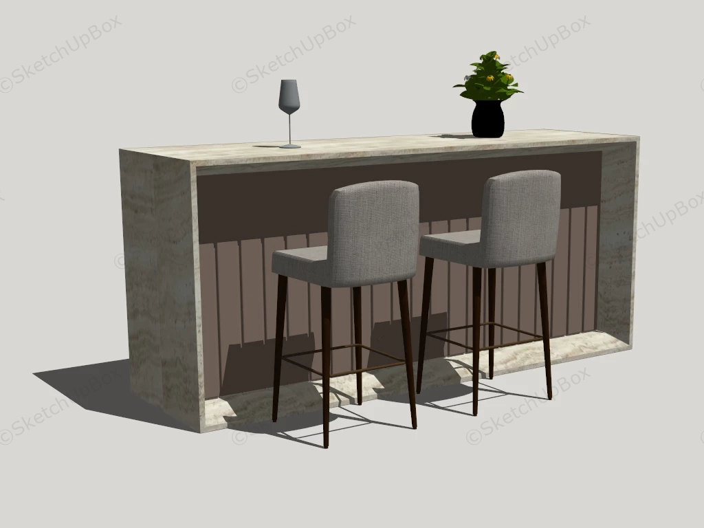 Marble Home Bar sketchup model preview - SketchupBox