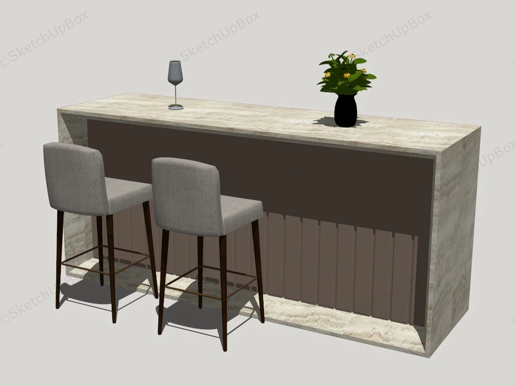 Marble Home Bar sketchup model preview - SketchupBox