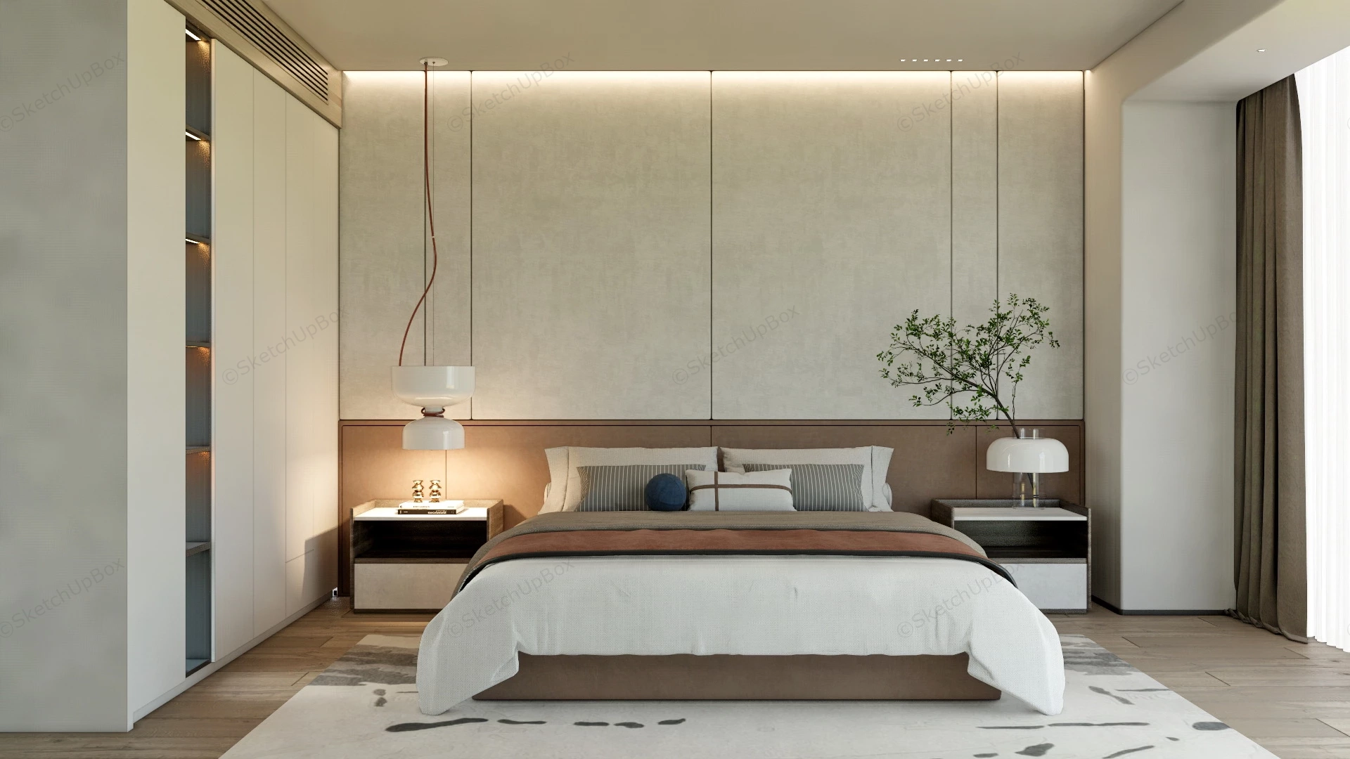 Warm Bedroom Ideas sketchup model preview - SketchupBox