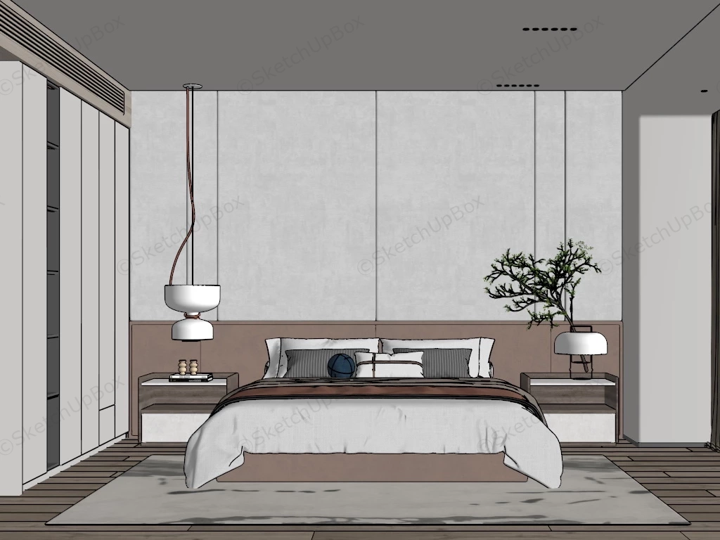 Warm Bedroom Ideas sketchup model preview - SketchupBox