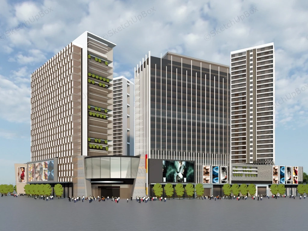 Modern Shopping Mall And Office Complex sketchup model preview - SketchupBox