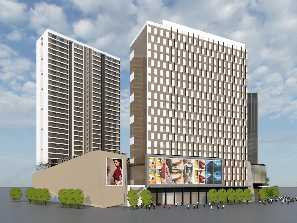 Modern Shopping Mall And Office Complex sketchup model preview - SketchupBox