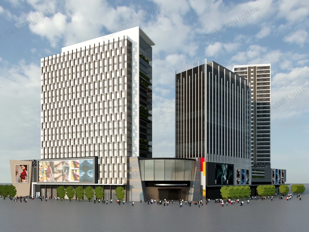 Modern Shopping Mall And Office Complex sketchup model preview - SketchupBox