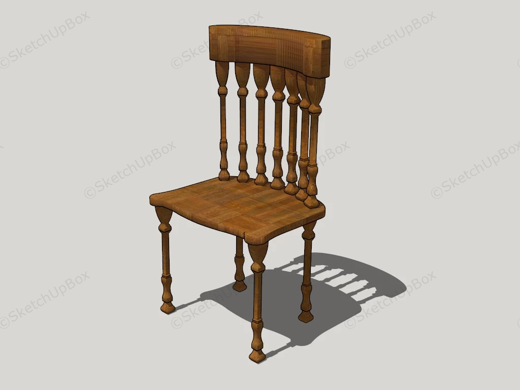 Antique Windsor Dining Chair sketchup model preview - SketchupBox