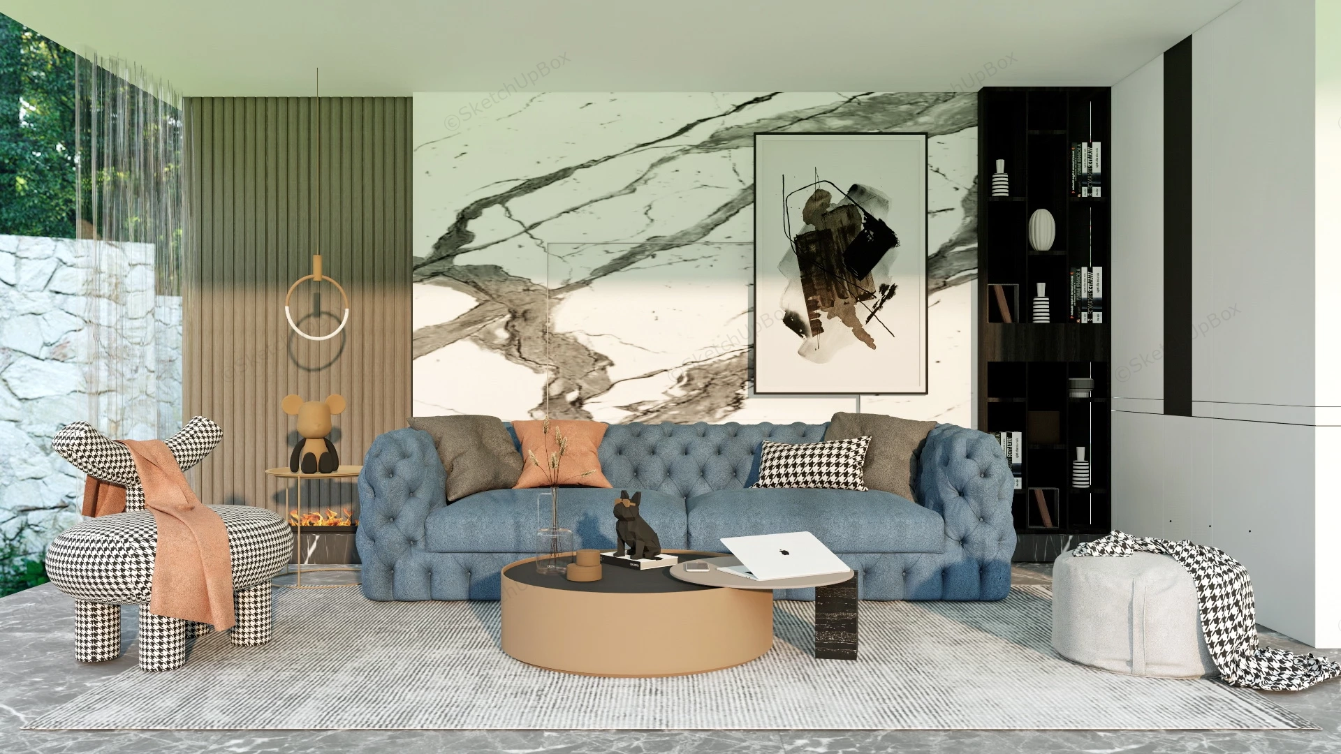 Casual Living Room Decor sketchup model preview - SketchupBox