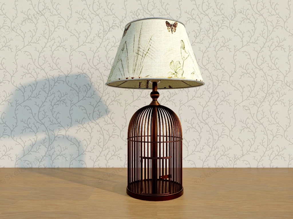 Brass Birdcage Table Lamp sketchup model preview - SketchupBox