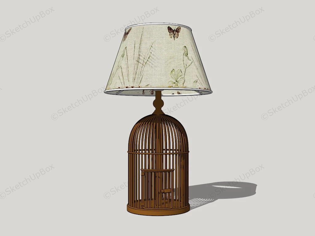 Brass Birdcage Table Lamp sketchup model preview - SketchupBox
