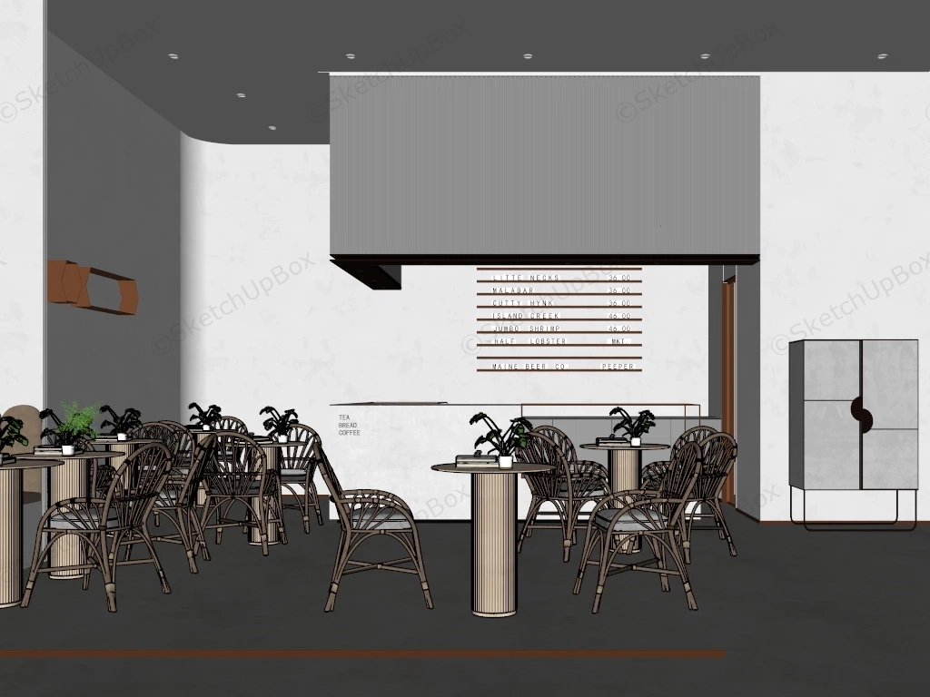 Small Coffee Shop Interior sketchup model preview - SketchupBox