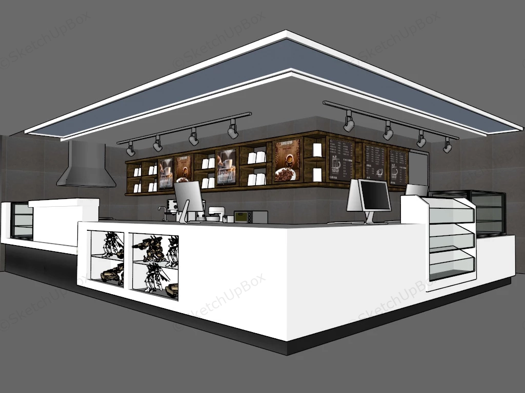 Commercial Coffee Bar Counter Idea sketchup model preview - SketchupBox