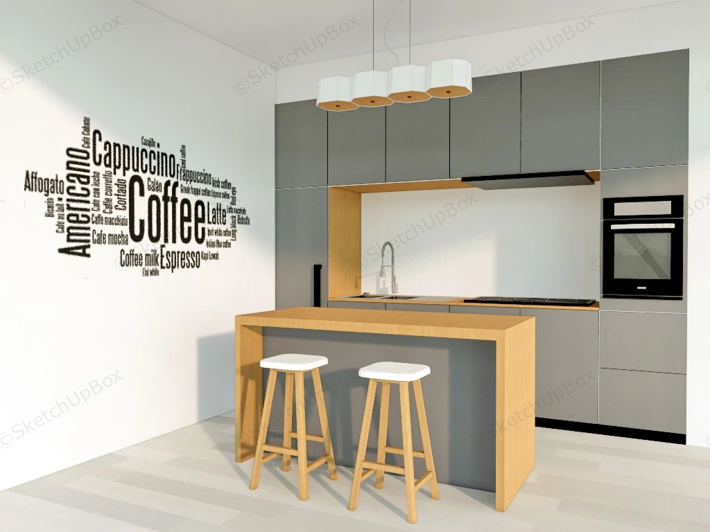 Mini Kitchen With Island sketchup model preview - SketchupBox