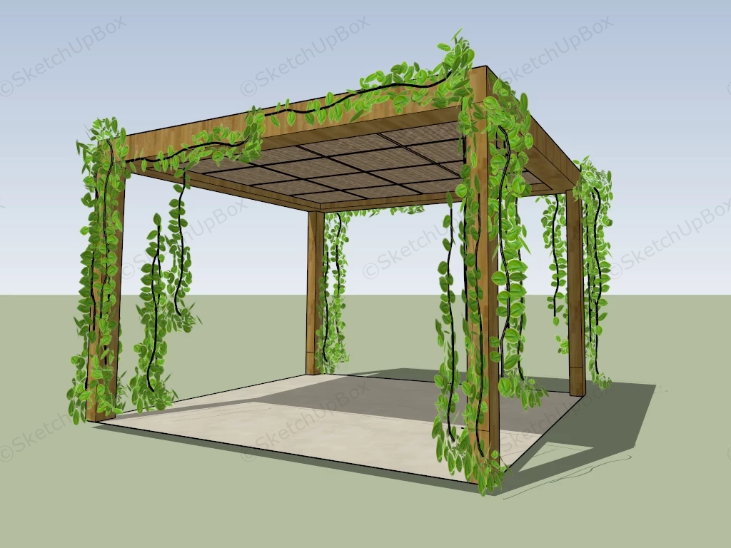 Covered Pergola With Vines sketchup model preview - SketchupBox