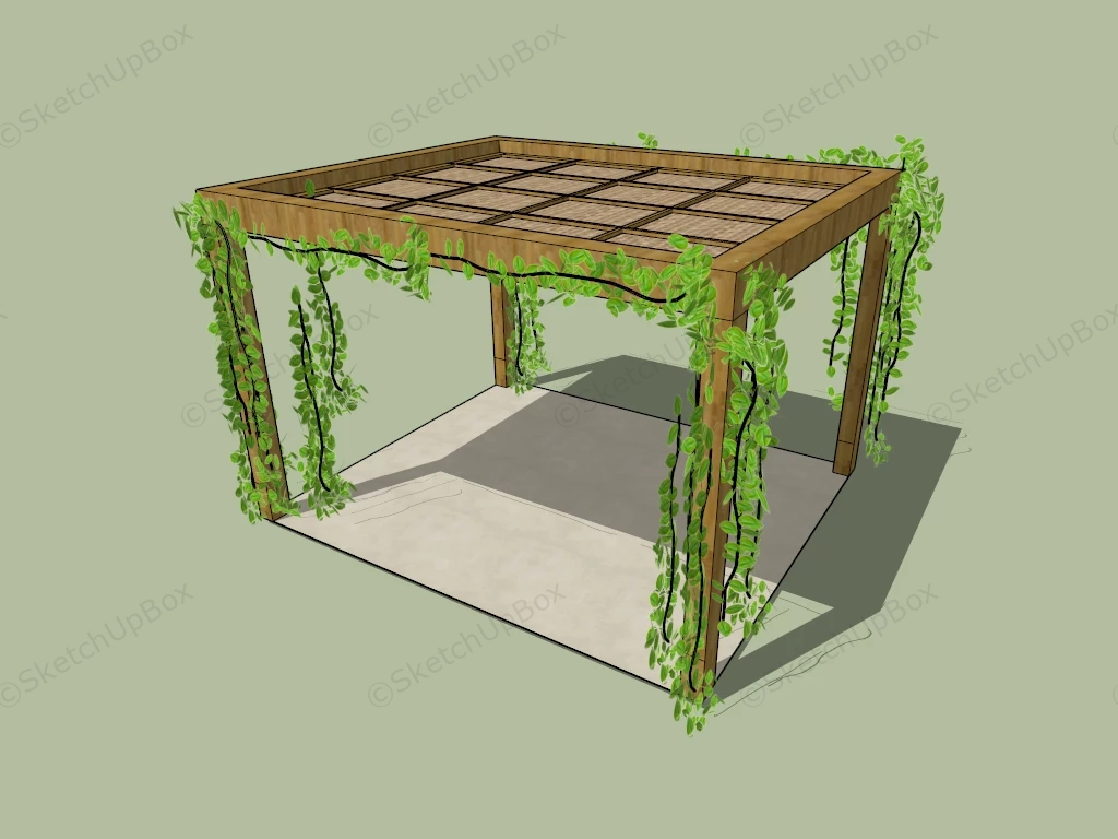 Covered Pergola With Vines sketchup model preview - SketchupBox