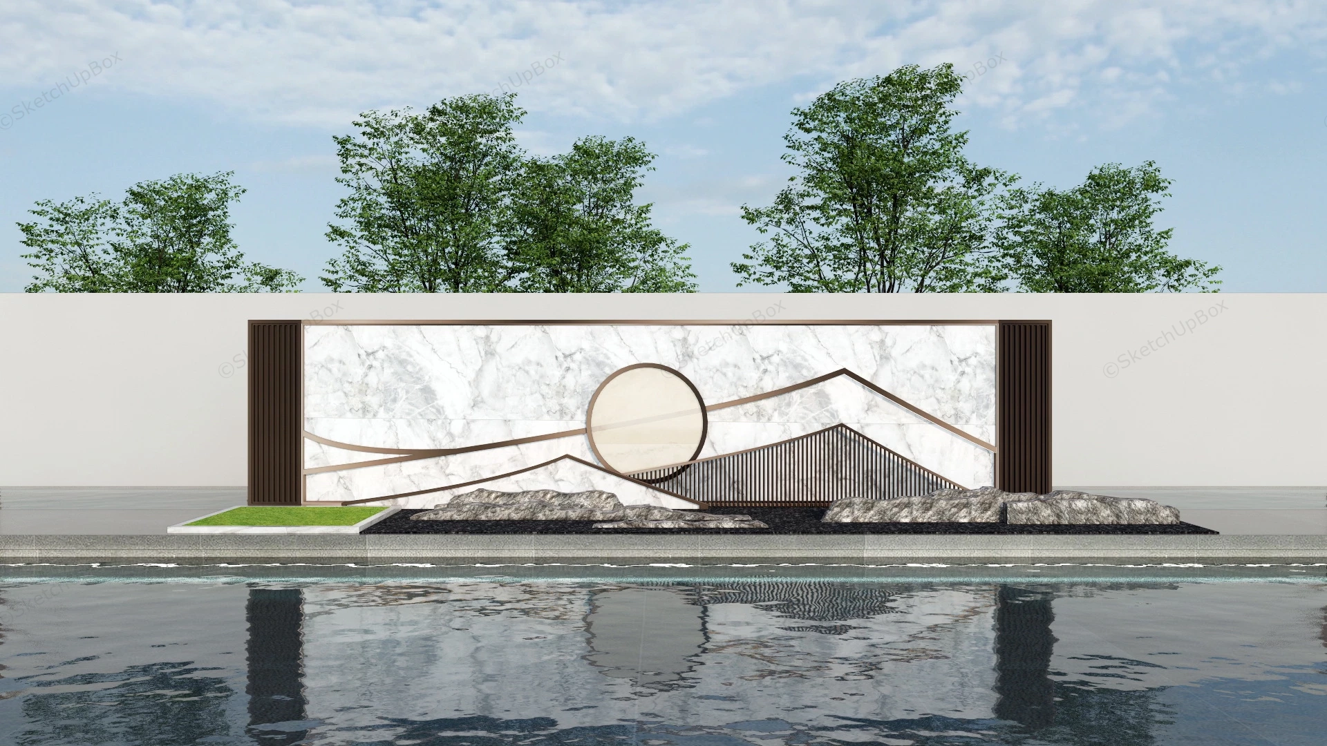 Landscaping Feature Wall sketchup model preview - SketchupBox