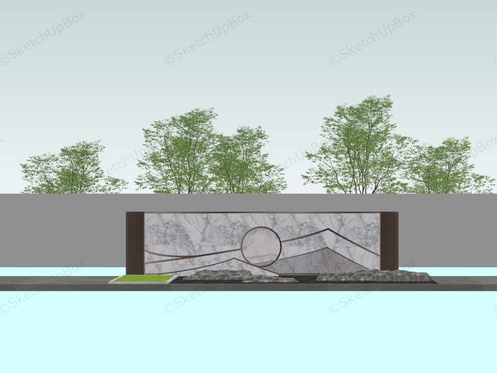 Landscaping Feature Wall sketchup model preview - SketchupBox