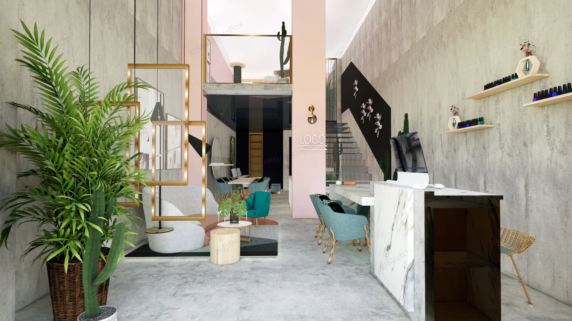 Nail Salon Interior Design sketchup model preview - SketchupBox