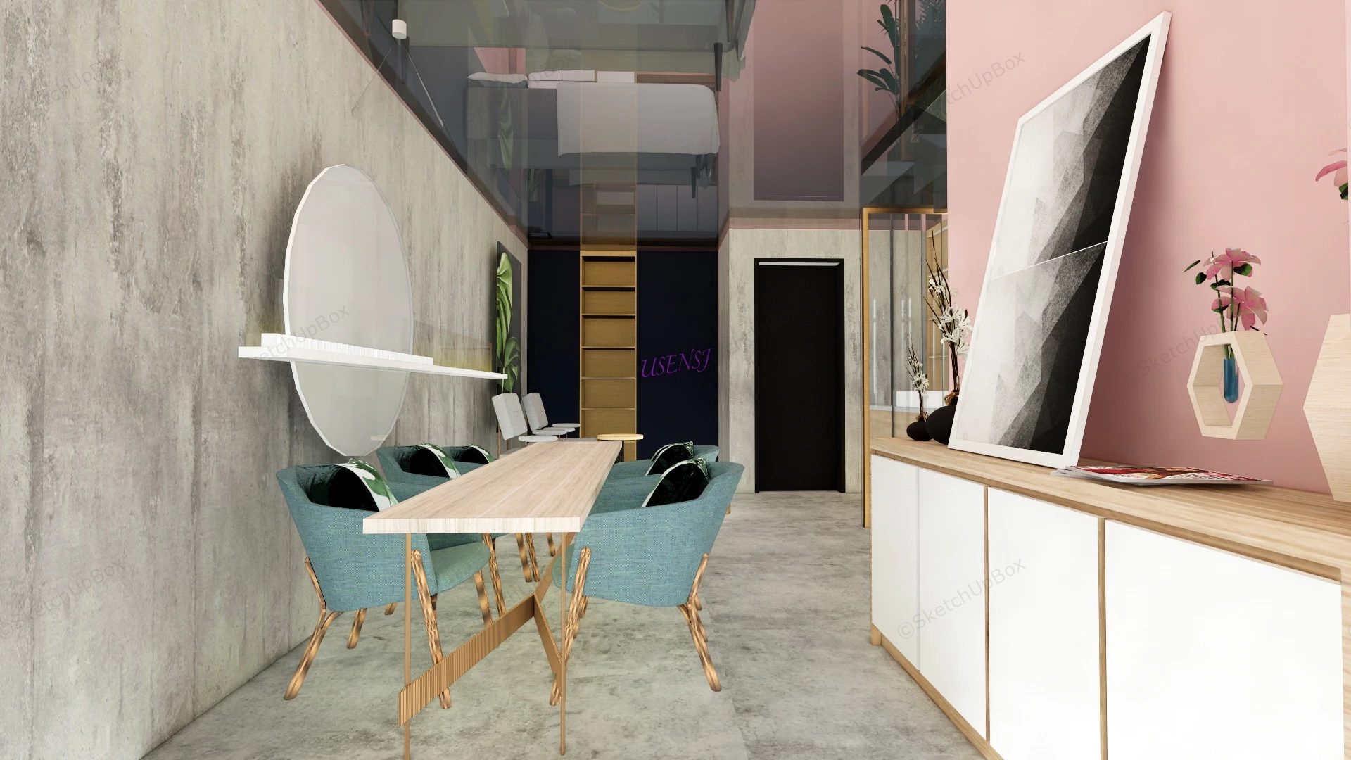 Nail Salon Interior Design sketchup model preview - SketchupBox
