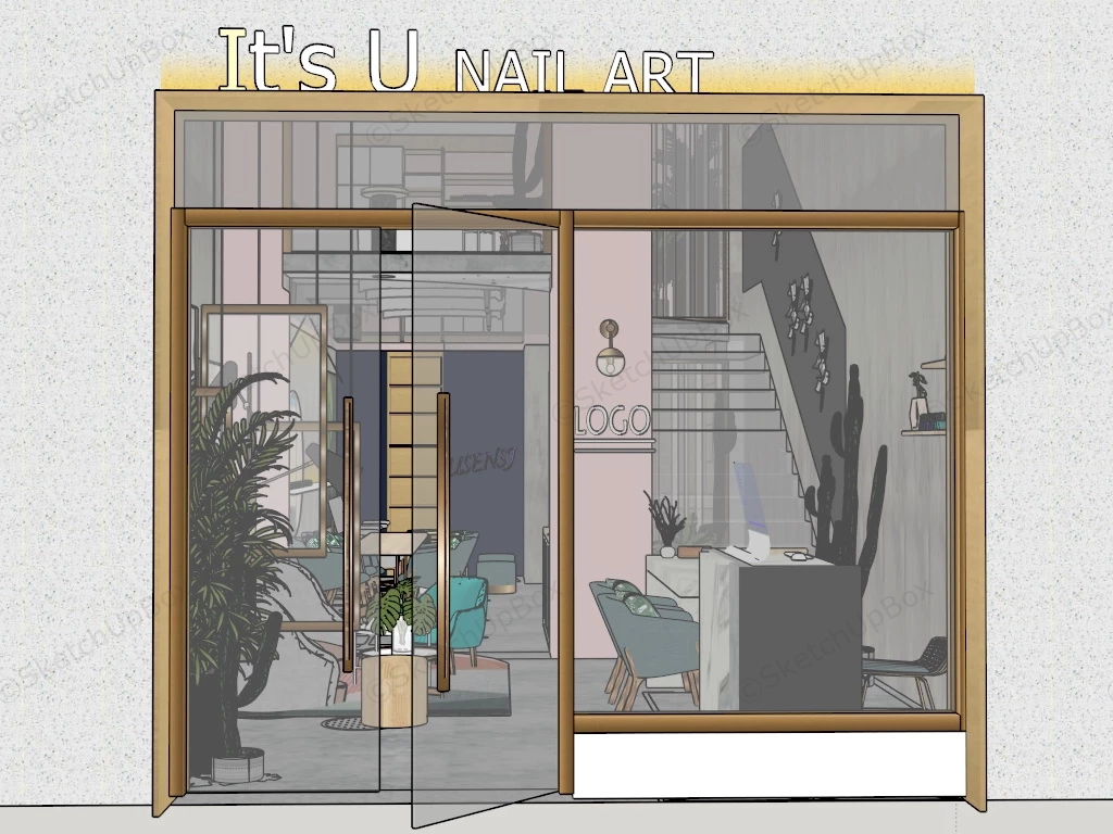 Nail Salon Interior Design sketchup model preview - SketchupBox