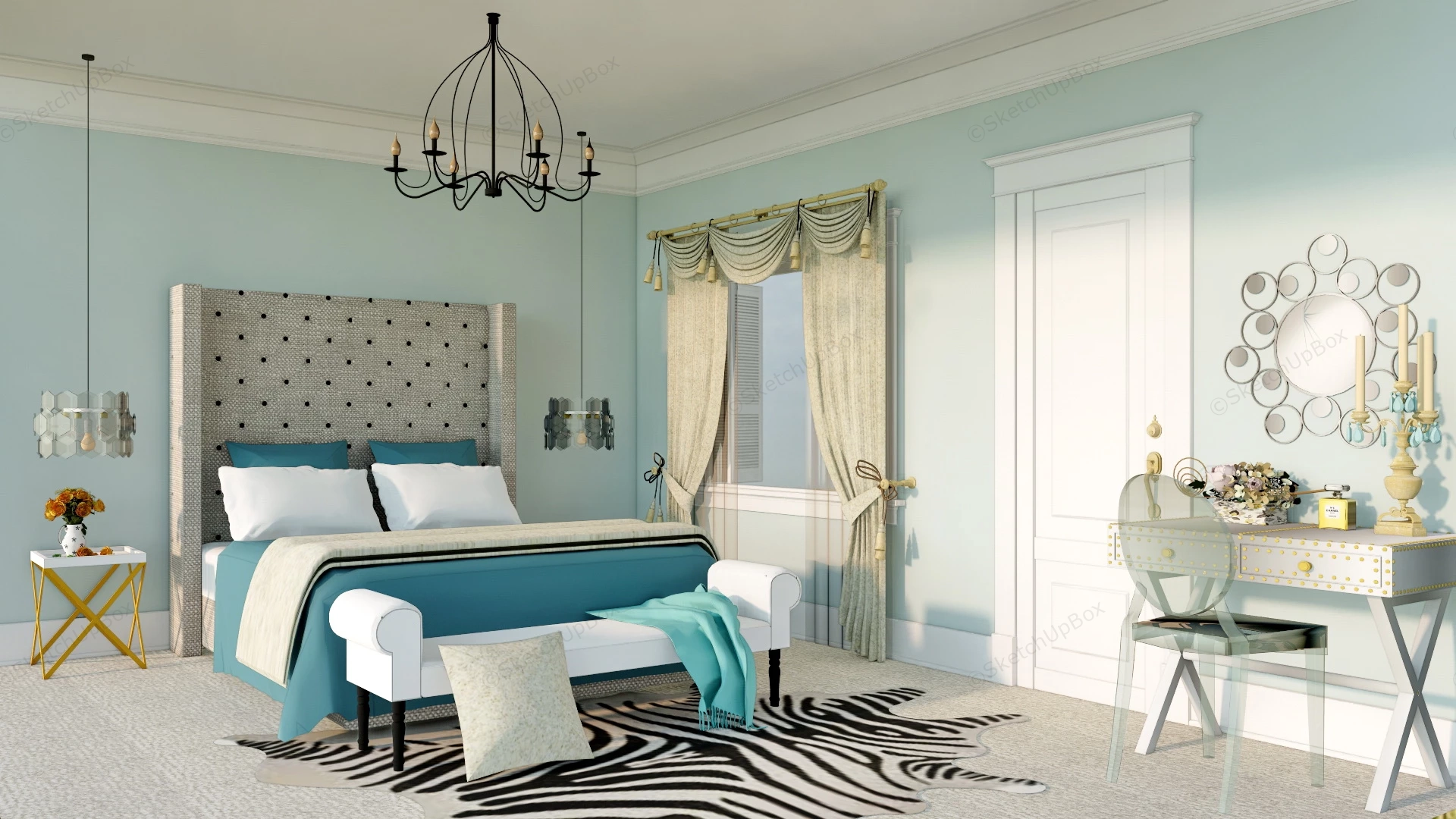 Scandinavian Style Bedroom sketchup model preview - SketchupBox
