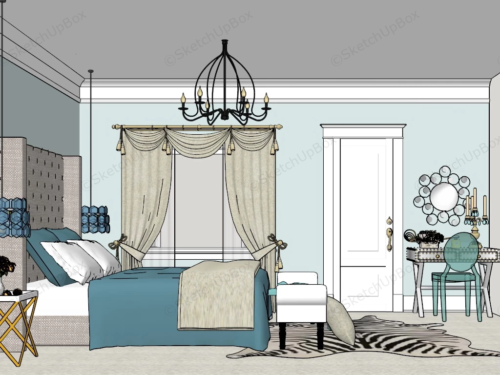 Scandinavian Style Bedroom sketchup model preview - SketchupBox