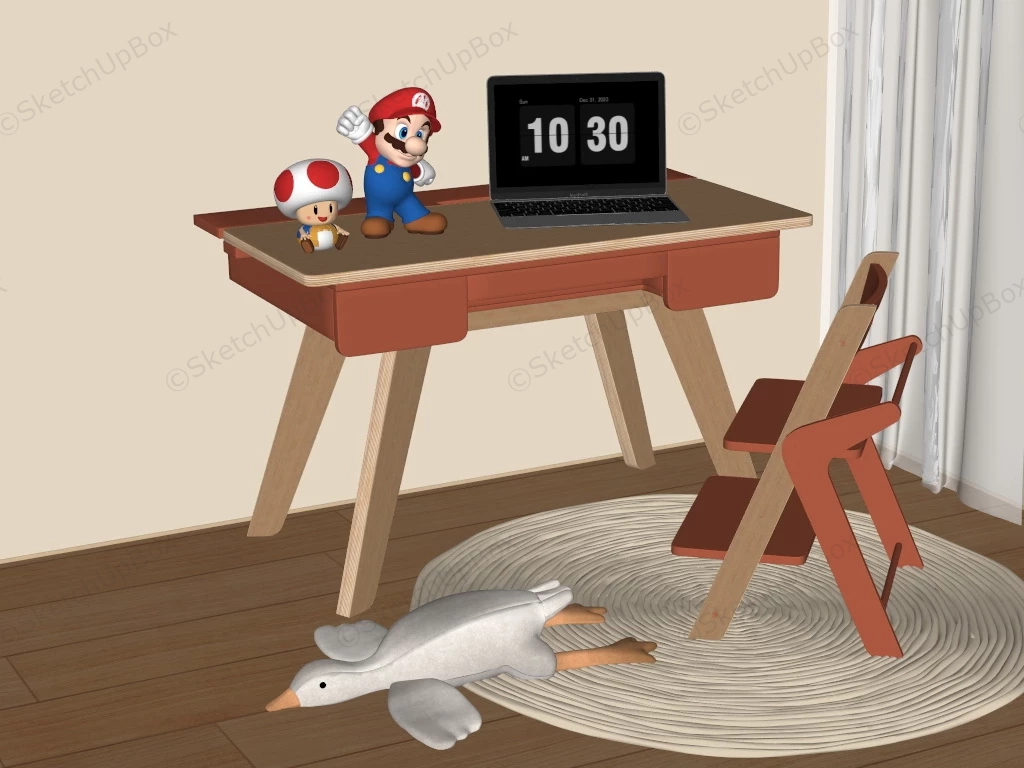 Kids Computer Desk And Chair Set sketchup model preview - SketchupBox