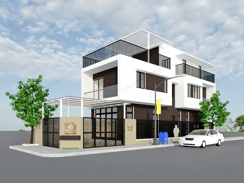 Modern House Design sketchup model preview - SketchupBox