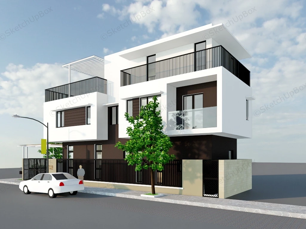 Modern House Design sketchup model preview - SketchupBox