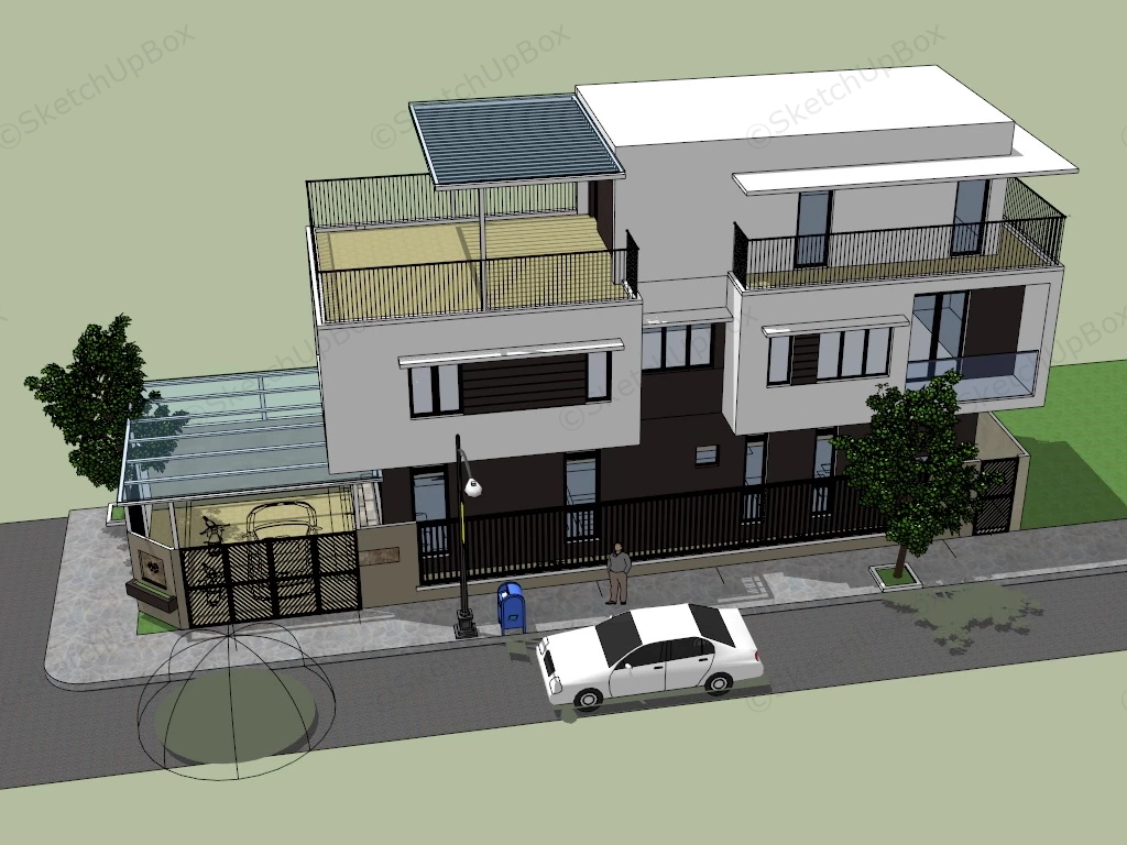 Modern House Design sketchup model preview - SketchupBox