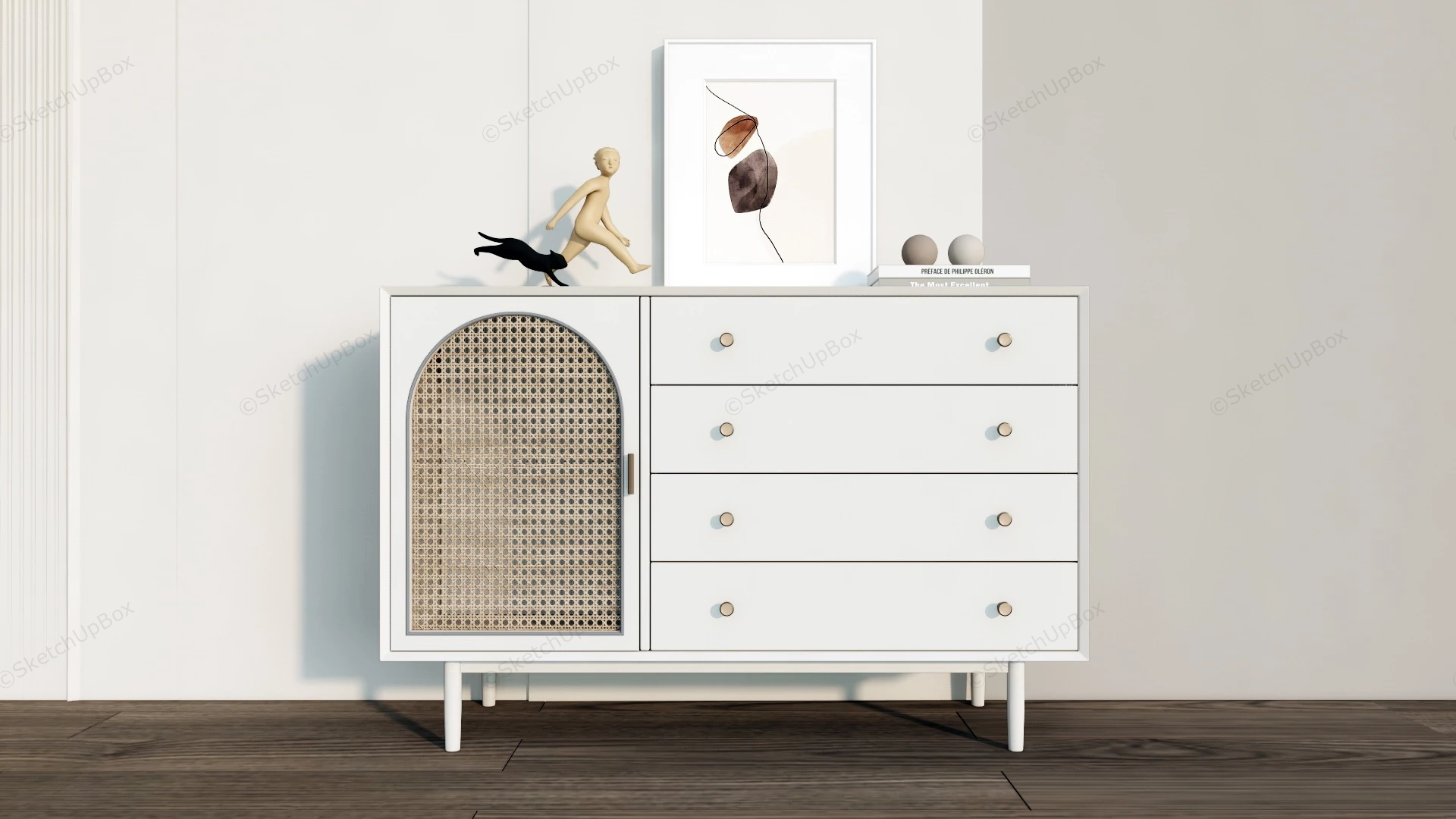 Living Room White Dresser sketchup model preview - SketchupBox