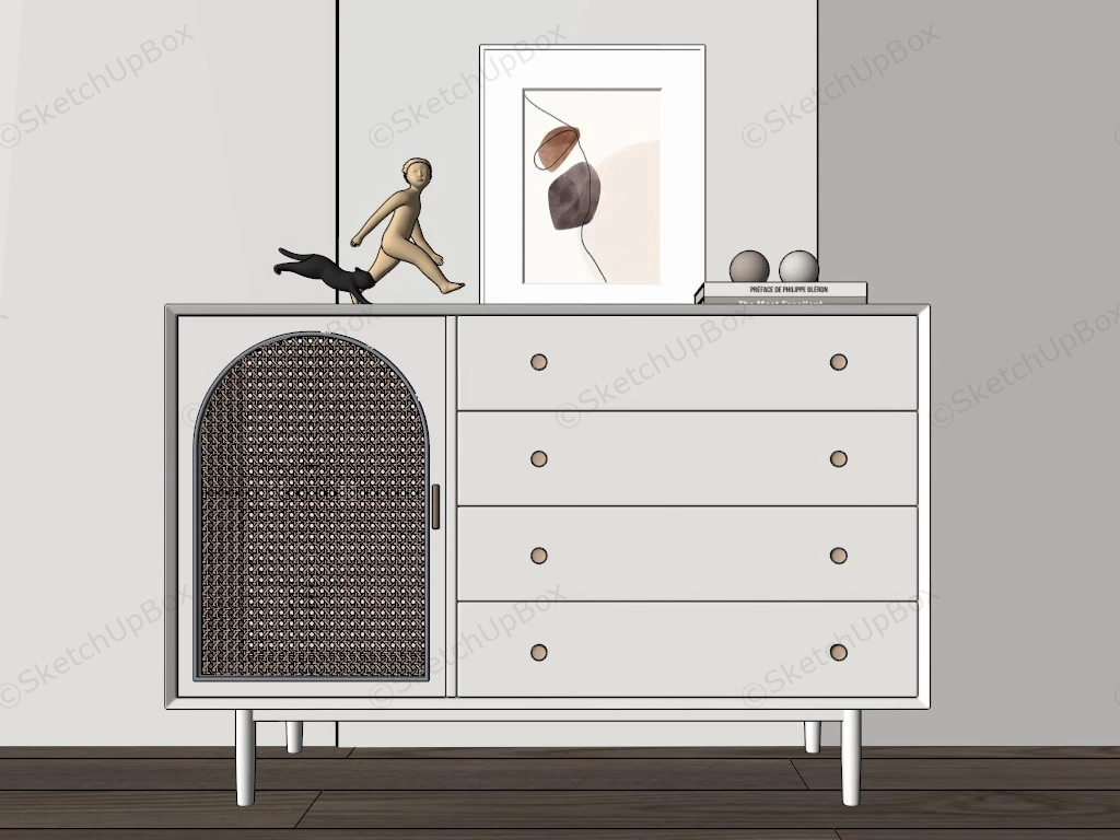 Living Room White Dresser sketchup model preview - SketchupBox