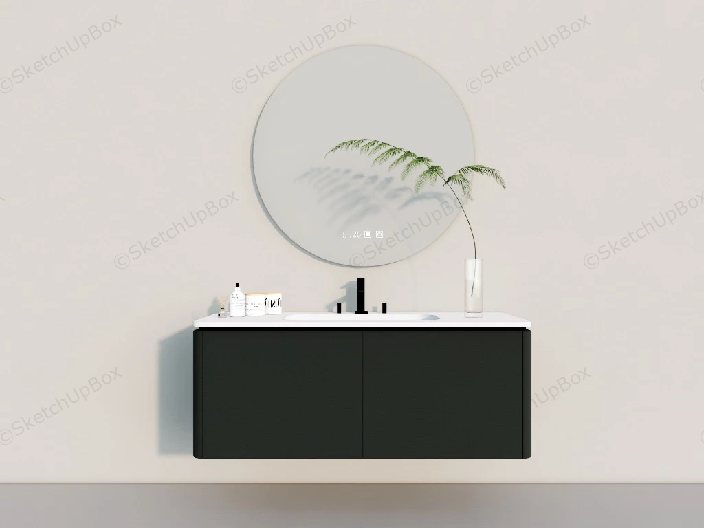 Black Floating Bathroom Vanity sketchup model preview - SketchupBox