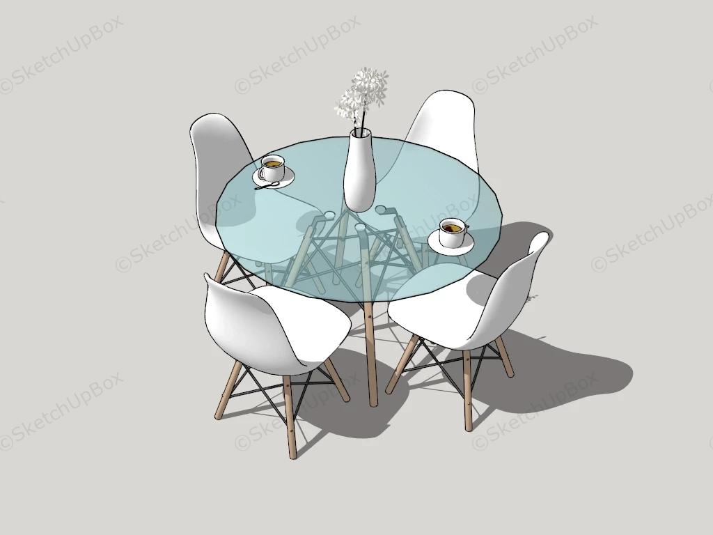Round Glass Dining Set sketchup model preview - SketchupBox