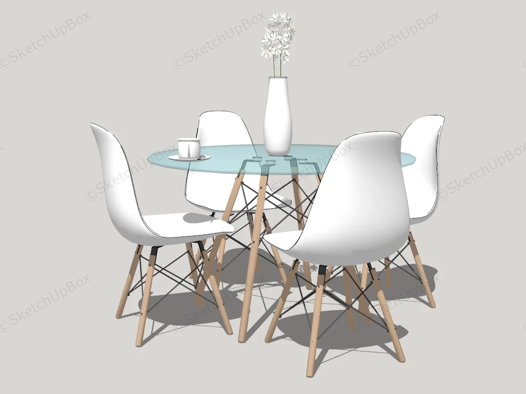 Round Glass Dining Set sketchup model preview - SketchupBox