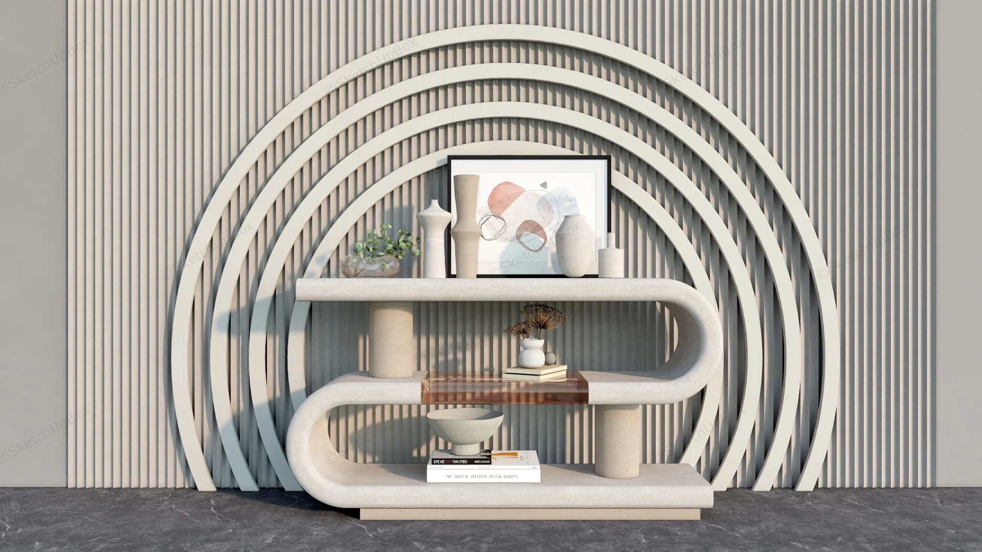 Creative Console Table Accent Wall sketchup model preview - SketchupBox