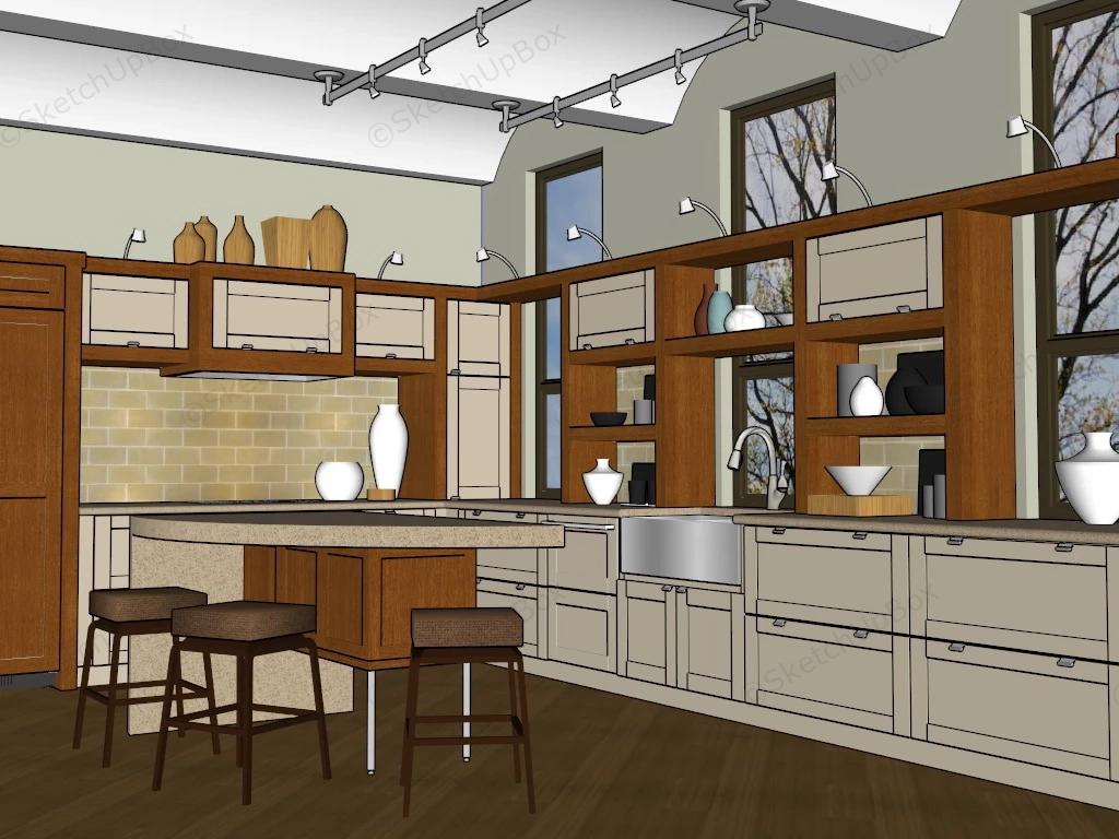 Classic American Kitchen sketchup model preview - SketchupBox