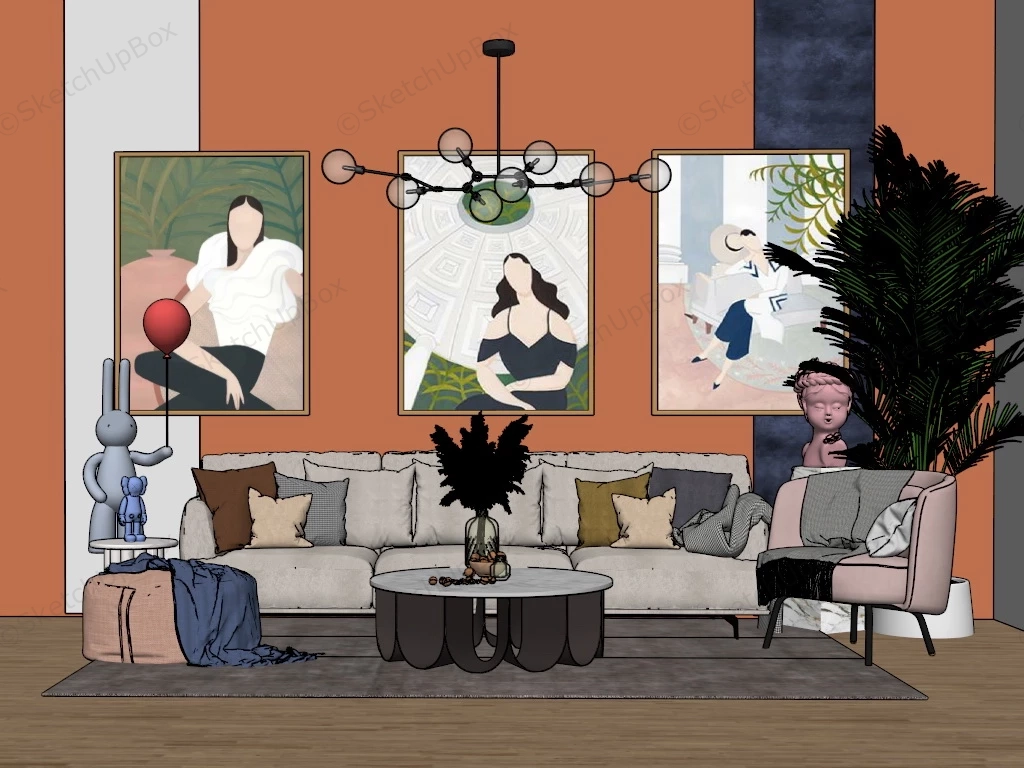Art Deco Living Room Design sketchup model preview - SketchupBox