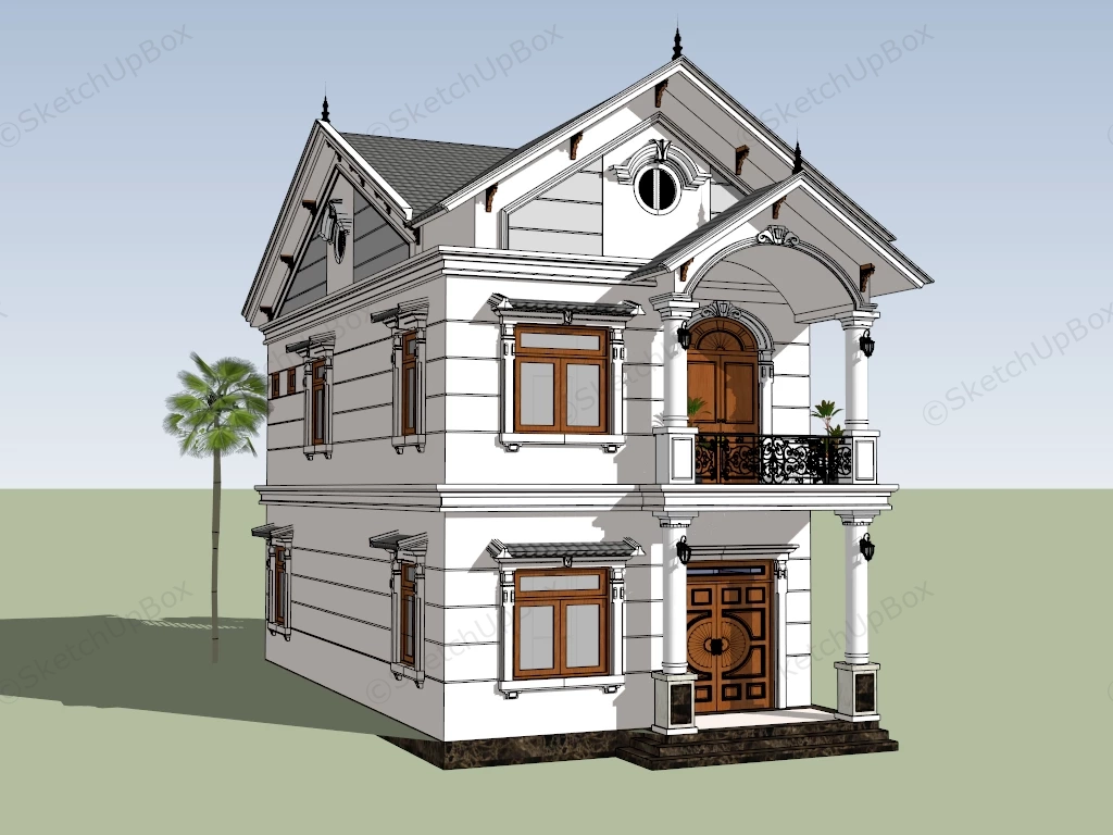 2 Storey Tropical House sketchup model preview - SketchupBox