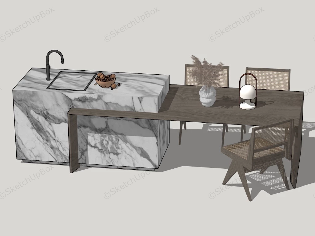 Kitchen Island With Table sketchup model preview - SketchupBox