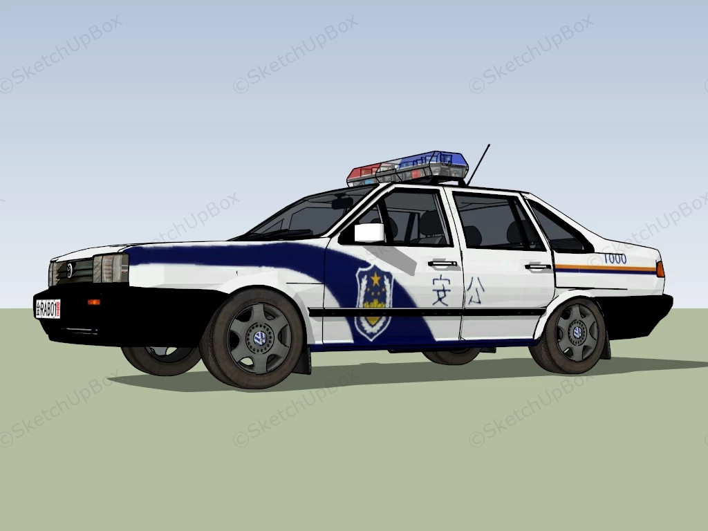 Chinese Police Car sketchup model preview - SketchupBox